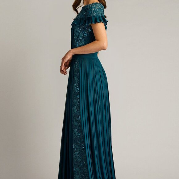 NWT Tadashi Shoji Althea Sequin Embroidered Gown Dress CHK25162L Tea leaf size 6 - Picture 2 of 4